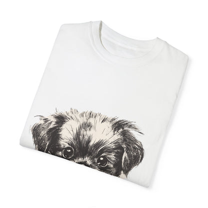 Cute Puppy Illustration Unisex Garment-Dyed T-Shirt for Dog Lovers