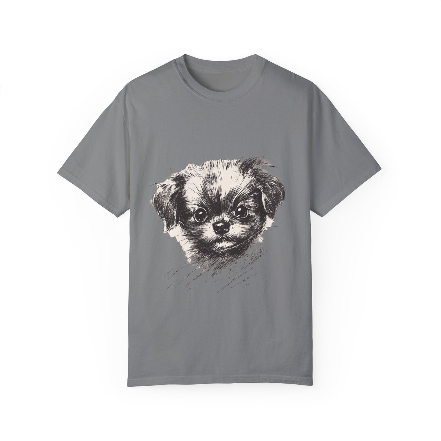 Cute Puppy Illustration Unisex Garment-Dyed T-Shirt for Dog Lovers