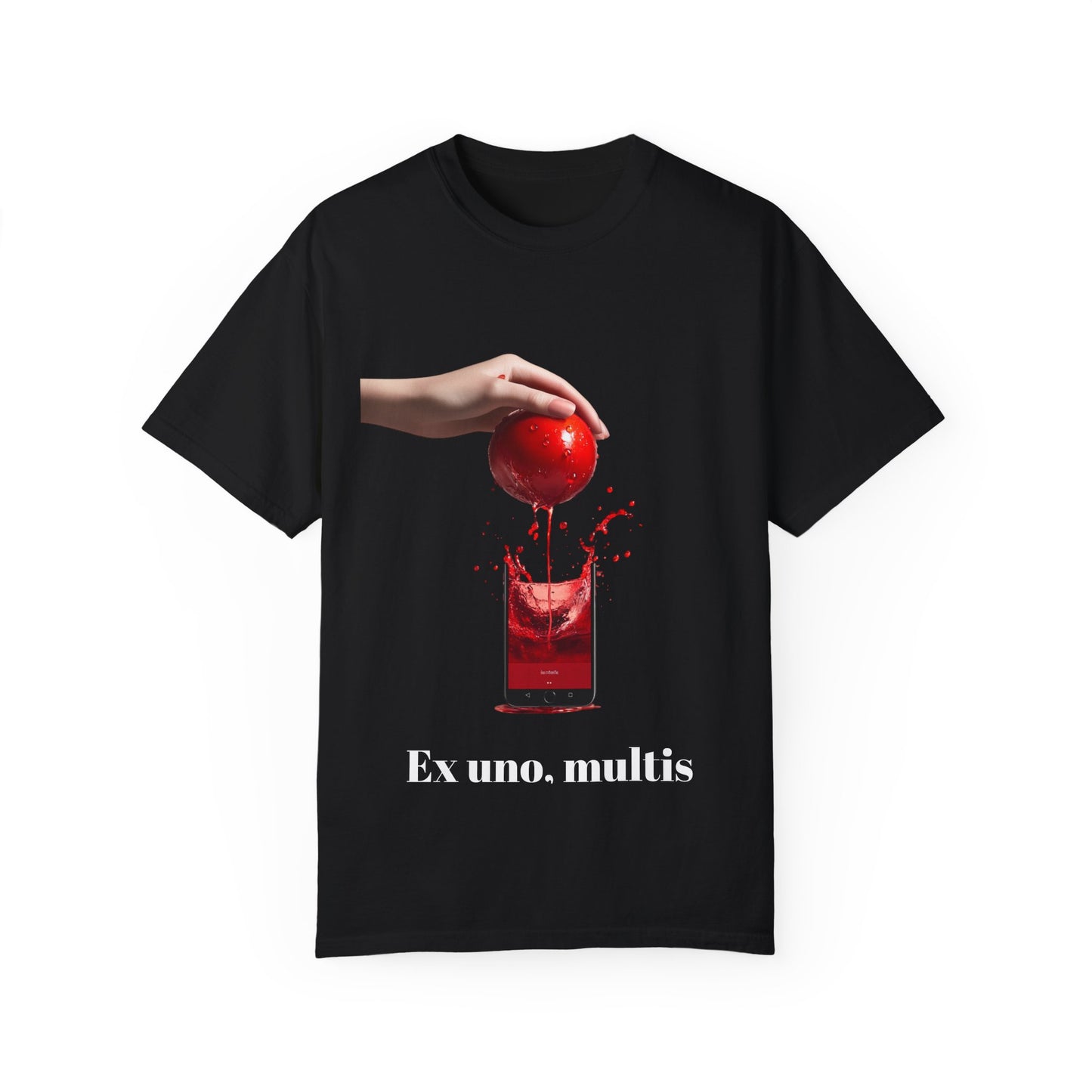 Interactive Tomato Splash T-Shirt - Unisex Garment-Dyed Tee