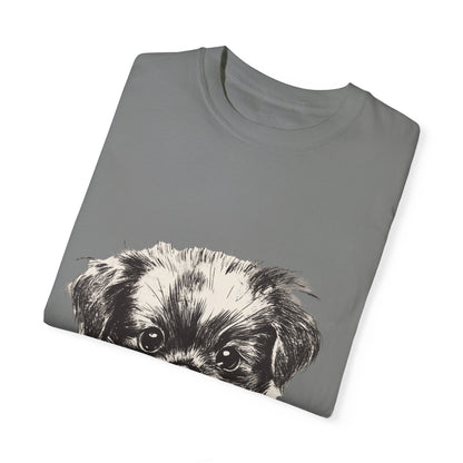 Cute Puppy Illustration Unisex Garment-Dyed T-Shirt for Dog Lovers