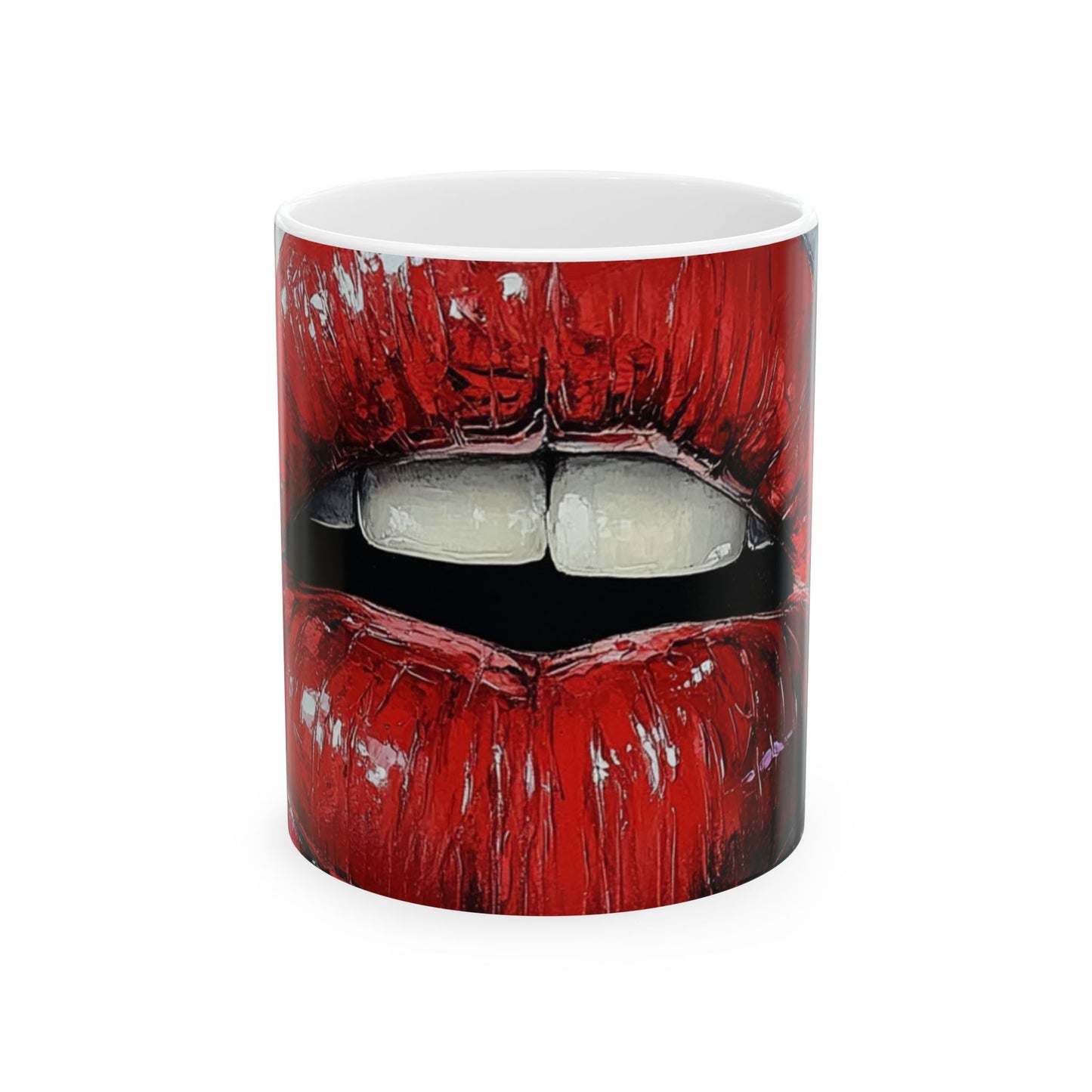 Bold Lip Art Ceramic Mug | Stylish 11oz & 15oz Coffee Cup for Trendy Coffee Lovers