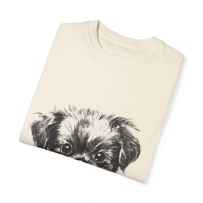 Cute Puppy Illustration Unisex Garment-Dyed T-Shirt for Dog Lovers