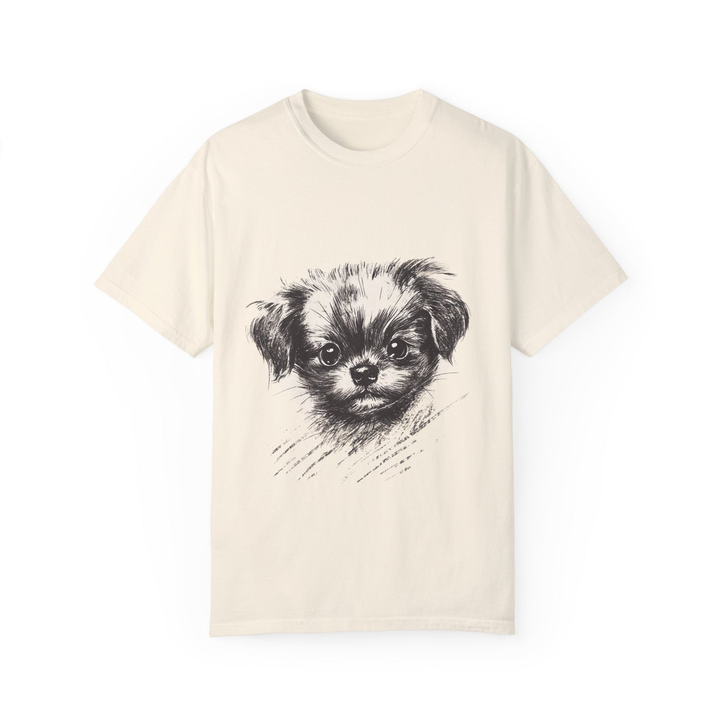 Cute Puppy Illustration Unisex Garment-Dyed T-Shirt for Dog Lovers